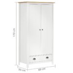 Garde-robe à 2 portes Hill Blanc 89x50x170cm Bois de pin solide – Image 8