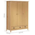 Garde-robe à 3 portes Hill 127x50x170 cm Pin solide – Image 6