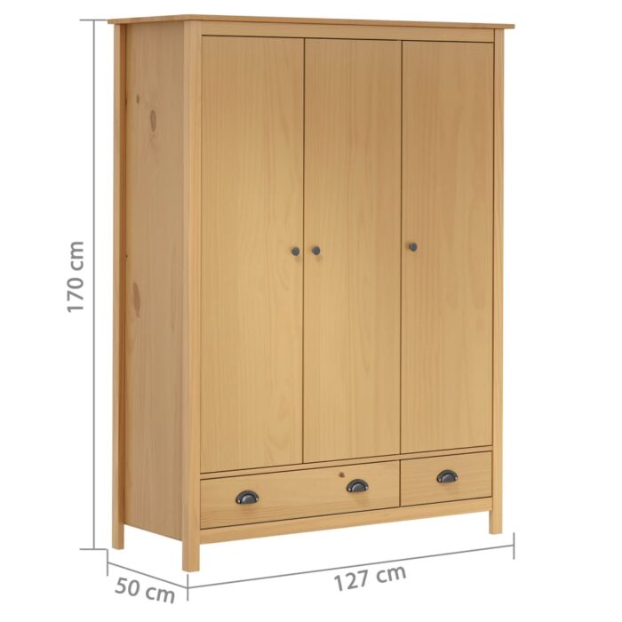 Garde-robe à 3 portes Hill 127x50x170 cm Pin solide – Image 6
