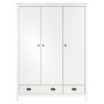 Garde-robe à 3 portes Hill Blanc 127x50x170 cm Bois pin solide – Image 3