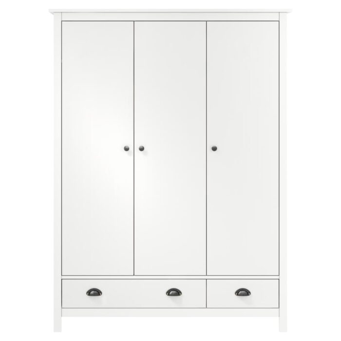 Garde-robe à 3 portes Hill Blanc 127x50x170 cm Bois pin solide – Image 3