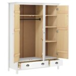 Garde-robe à 3 portes Hill Blanc 127x50x170 cm Bois pin solide – Image 4