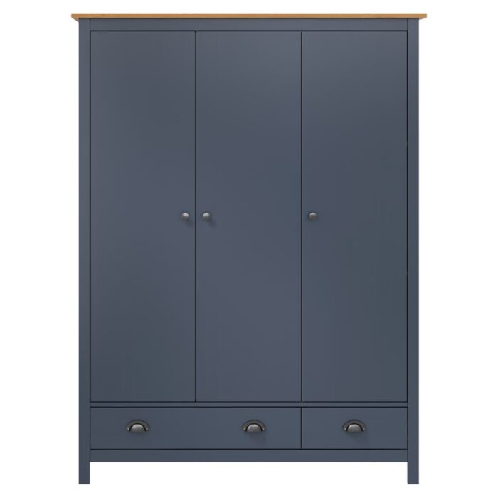 Garde-robe à 3 portes Hill Gris 127x50x170 cm Pin solide – Image 2