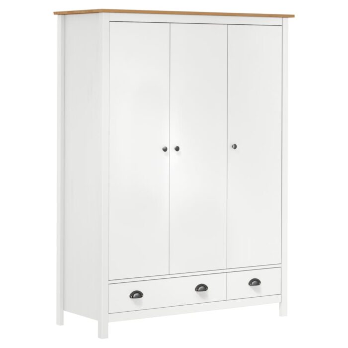 VXL8719883910208_a_en_hd_1.jpg Garde-robe à 3 portes Hill Blanc 127x50x170 cm Bois pin solide – Image 1