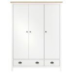 Garde-robe à 3 portes Hill Blanc 127x50x170 cm Bois pin solide – Image 3