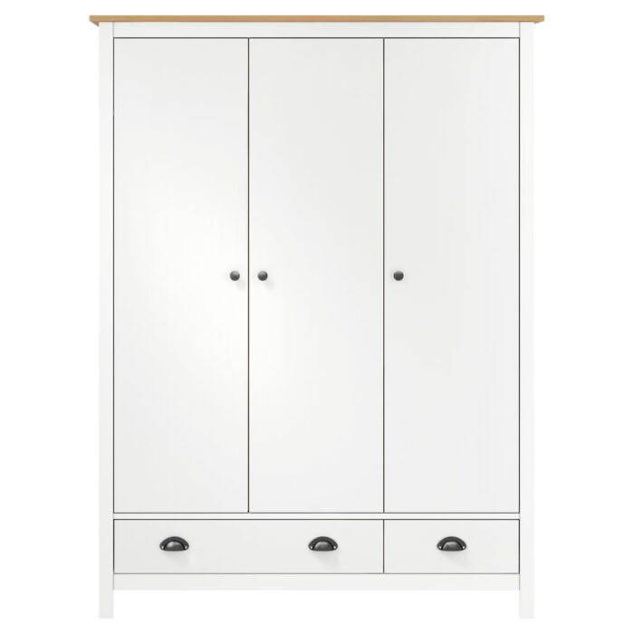 Garde-robe à 3 portes Hill Blanc 127x50x170 cm Bois pin solide – Image 3