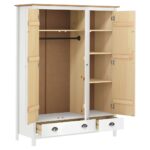 Garde-robe à 3 portes Hill Blanc 127x50x170 cm Bois pin solide – Image 4