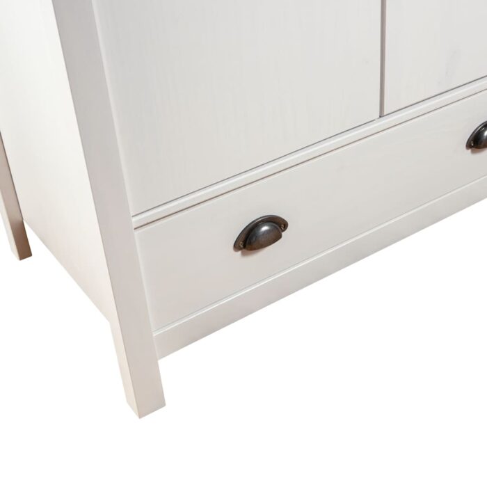 Garde-robe à 3 portes Hill Blanc 127x50x170 cm Bois pin solide – Image 5