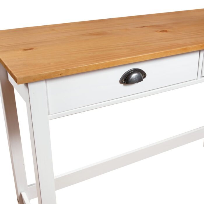 Table console Hill avec 2 tiroirs 110x45x74 cm Pin solide – Image 4