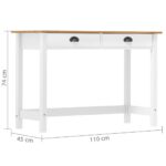 Table console Hill avec 2 tiroirs 110x45x74 cm Pin solide – Image 6
