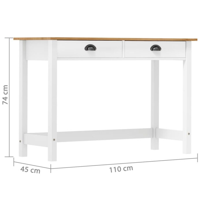 Table console Hill avec 2 tiroirs 110x45x74 cm Pin solide – Image 6