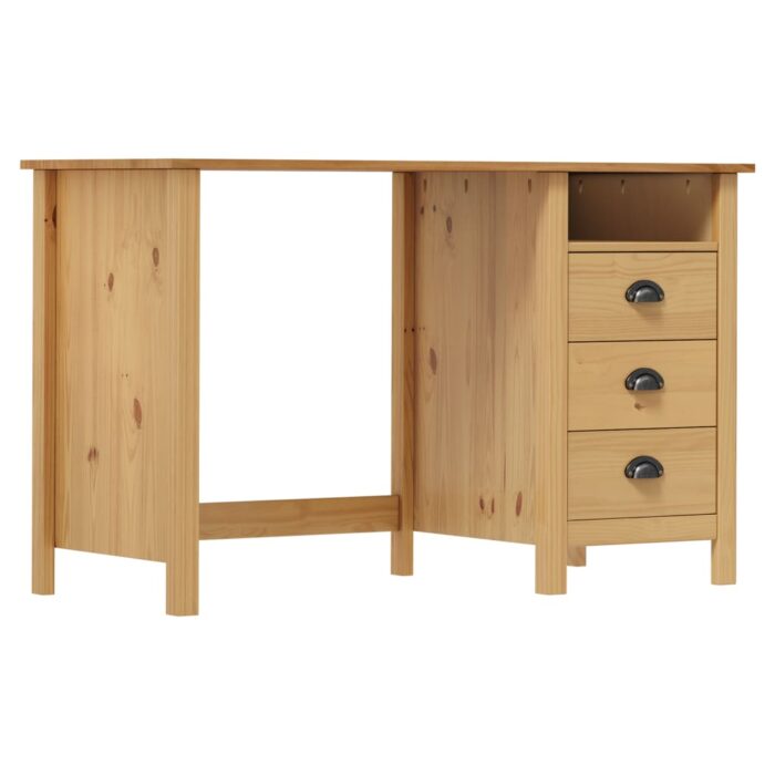 Bureau Hill avec 3 tiroirs 120x50x74 cm Pin solide – Image 1