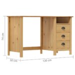 Bureau Hill avec 3 tiroirs 120x50x74 cm Pin solide – Image 5