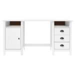 Bureau Hill Blanc 150x50x74 cm Bois de pin solide – Image 2