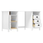 Bureau Hill Blanc 150x50x74 cm Bois de pin solide – Image 3