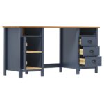 Bureau Hill Gris 150x50x74 cm Bois de pin solide – Image 2