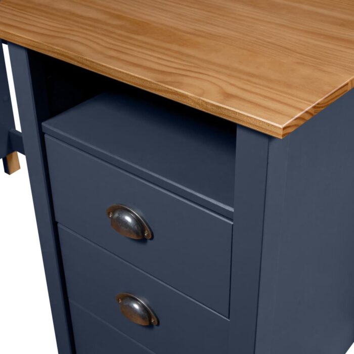 Bureau Hill Gris 150x50x74 cm Bois de pin solide – Image 3