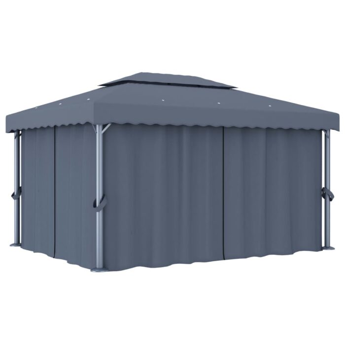 Tonnelle avec rideau 4x3 m Anthracite Aluminium – Image 1