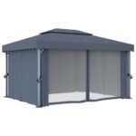 Tonnelle avec rideau 4x3 m Anthracite Aluminium – Image 2