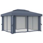 Tonnelle avec rideau 4x3 m Anthracite Aluminium – Image 3