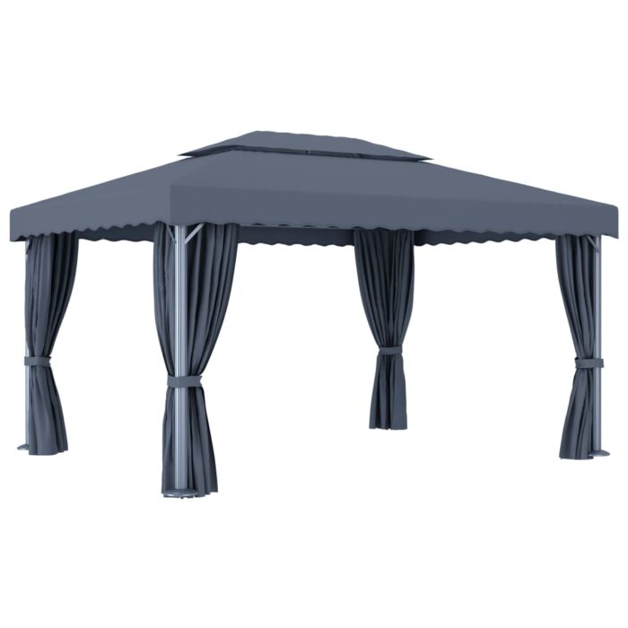 Tonnelle avec rideau 4x3 m Anthracite Aluminium – Image 4