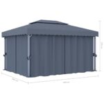 Tonnelle avec rideau 4x3 m Anthracite Aluminium – Image 6