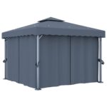 Tonnelle avec rideau 3x3 m Anthracite Aluminium