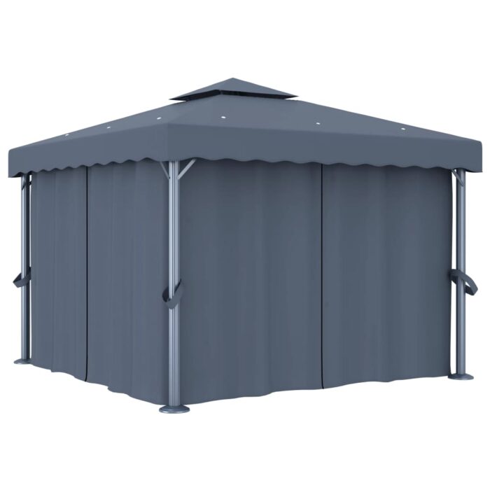 Tonnelle avec rideau 3x3 m Anthracite Aluminium – Image 1
