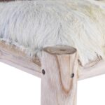 Tabouret de bar Cuir de chèvre véritable et bois de teck massif – Image 2