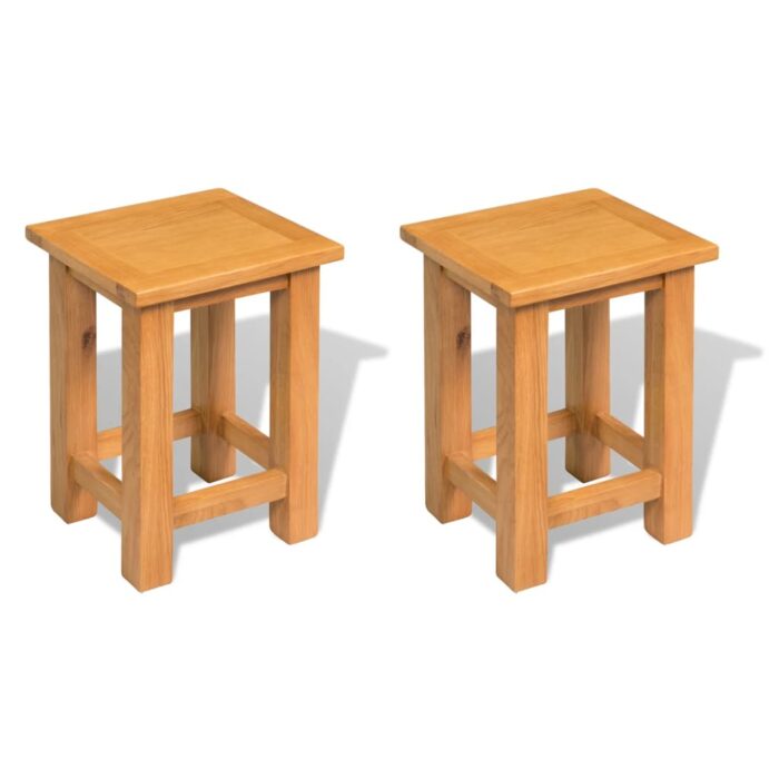 Tables d'appoint 2 pcs 27 x 24 x 37 cm Bois de chêne massif – Image 1