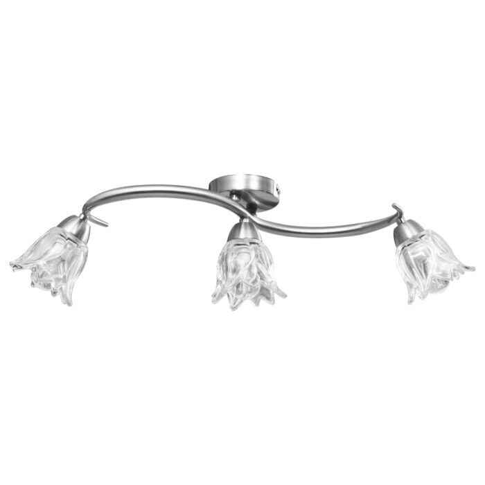 Plafonnier et abat-jour verre transparent 3 ampoules E14 Tulipe – Image 2