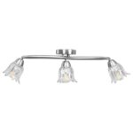 Plafonnier et abat-jour verre transparent 3 ampoules E14 Tulipe – Image 3