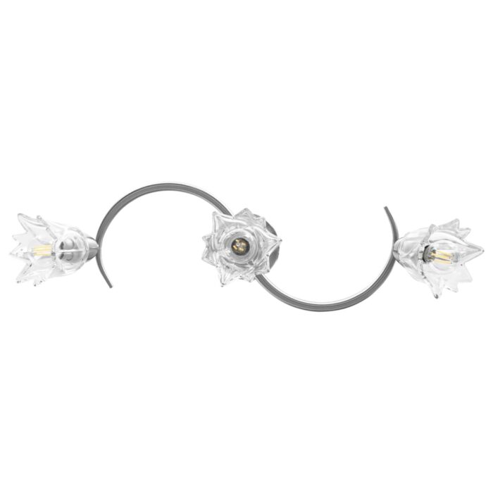 Plafonnier et abat-jour verre transparent 3 ampoules E14 Tulipe – Image 4