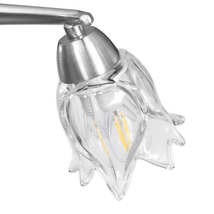 Plafonnier et abat-jour verre transparent 3 ampoules E14 Tulipe – Image 5