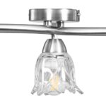 Plafonnier et abat-jour verre transparent 3 ampoules E14 Tulipe – Image 6