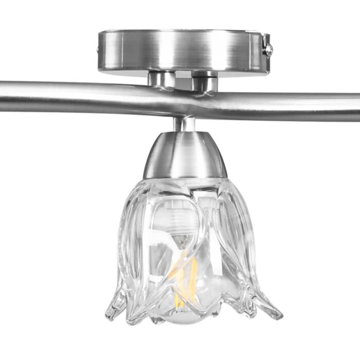 Plafonnier et abat-jour verre transparent 3 ampoules E14 Tulipe – Image 6