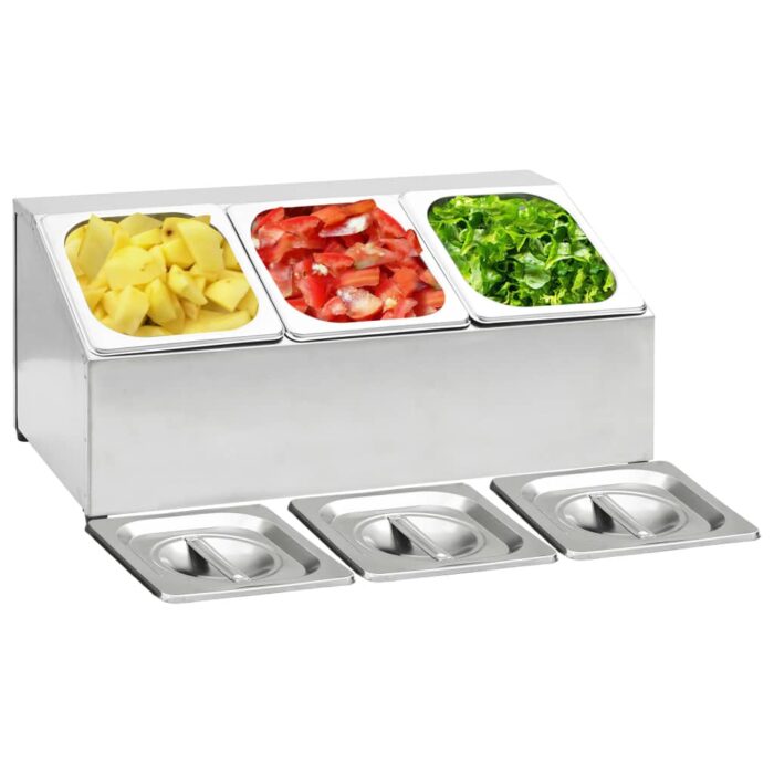 VXL8719883914145_m_en_hd_1.jpg Récipient Gastronorm avec 3 bacs GN 1/6 Acier inoxydable – Image 1