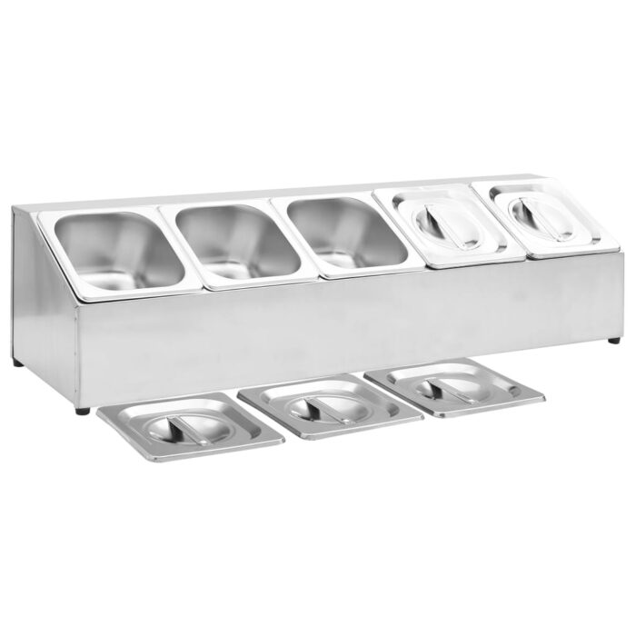 Récipient Gastronorm avec 5 bacs GN 1/6 Acier inoxydable – Image 4