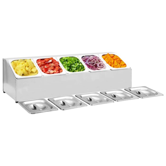 Récipient Gastronorm avec 5 bacs GN 1/6 Acier inoxydable – Image 1