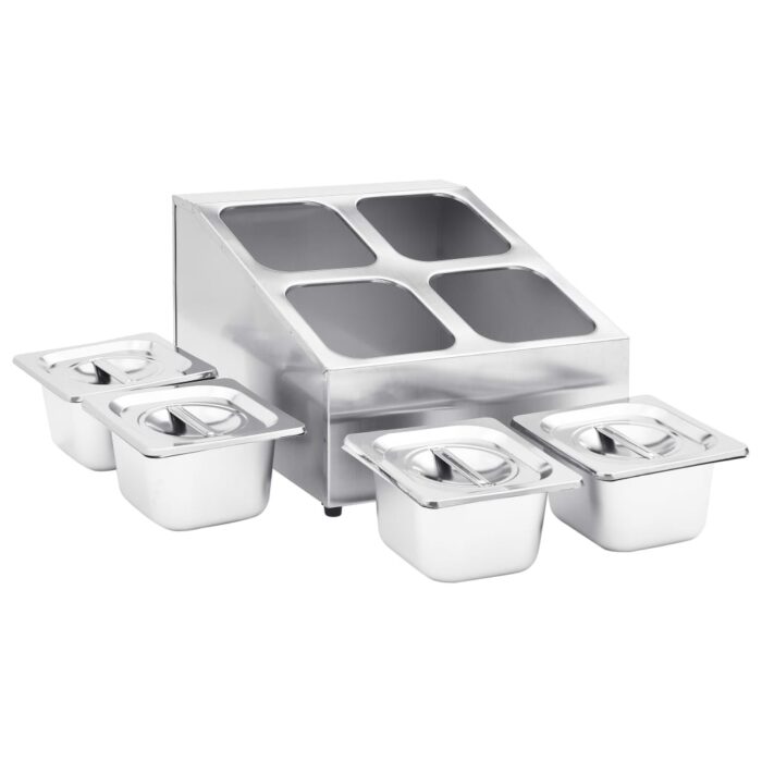 Récipient Gastronorm avec 4 bacs GN 1/6 Acier inoxydable – Image 5