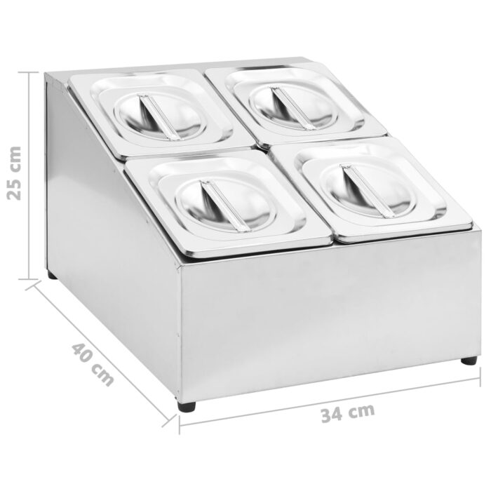 Récipient Gastronorm avec 4 bacs GN 1/6 Acier inoxydable – Image 7