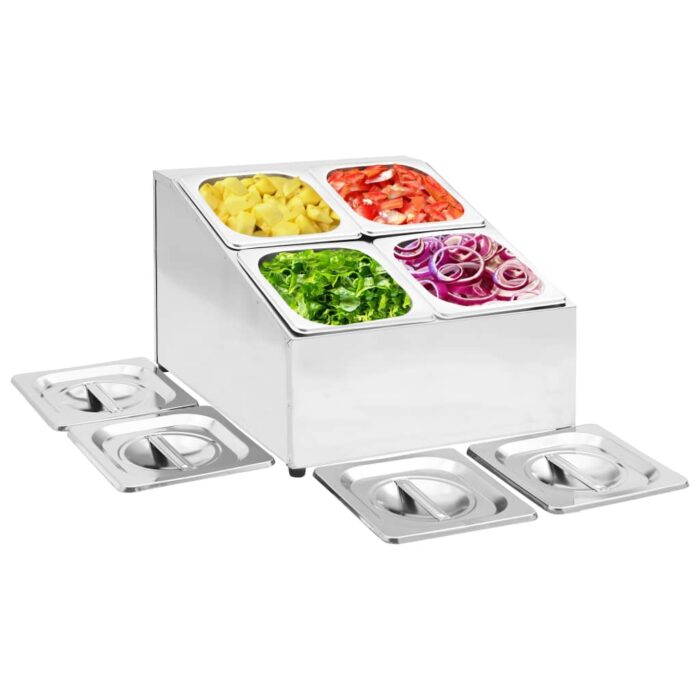 VXL8719883914176_m_en_hd_1.jpg Récipient Gastronorm avec 4 bacs GN 1/6 Acier inoxydable – Image 1