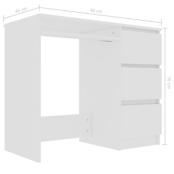Bureau Blanc 90x45x76 cm Bois d’ingénierie – Image 4