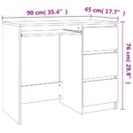 Bureau Blanc 90x45x76 cm Bois d’ingénierie – Image 6