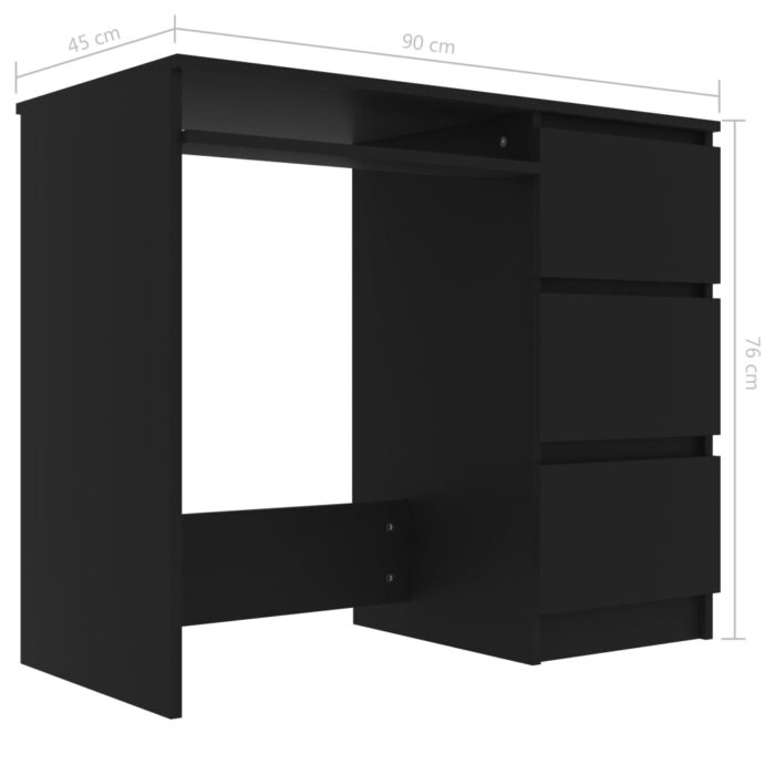 Bureau Noir 90x45x76 cm Bois d’ingénierie – Image 4