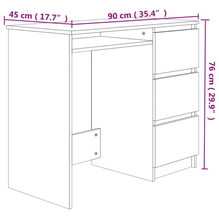 Bureau Chêne sonoma 90x45x76 cm Bois d’ingénierie – Image 5