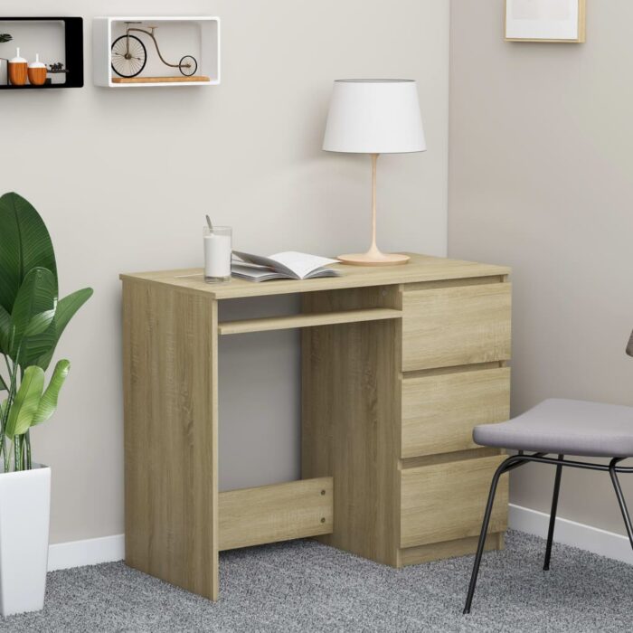 Bureau Chêne sonoma 90x45x76 cm Bois d’ingénierie – Image 1