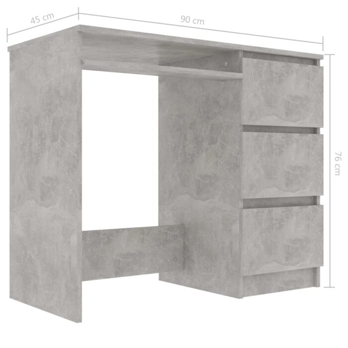Bureau Gris béton 90x45x76 cm Bois d’ingénierie – Image 4