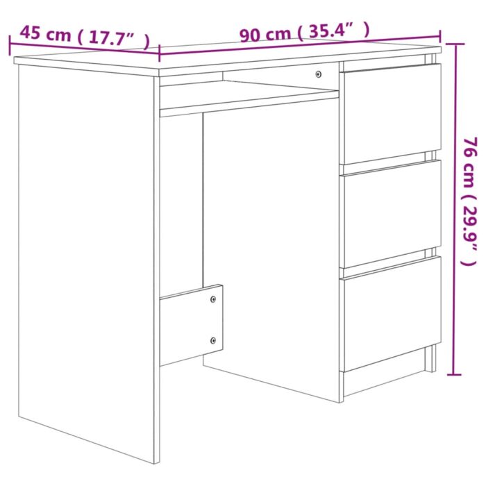 Bureau Gris béton 90x45x76 cm Bois d’ingénierie – Image 5