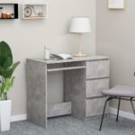 Bureau Gris béton 90x45x76 cm Bois d’ingénierie